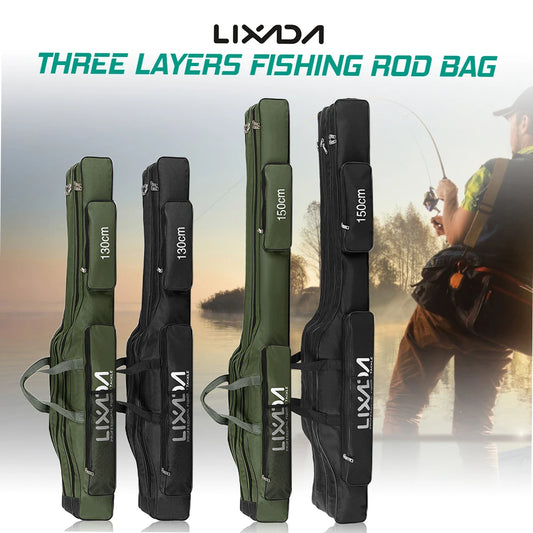 130cm/150cm Three-Layer Fishing Bag Portable Folding Fishing Rod Reel Tackle Tool Carry Case Carrier Travel Bag-Ninja Market