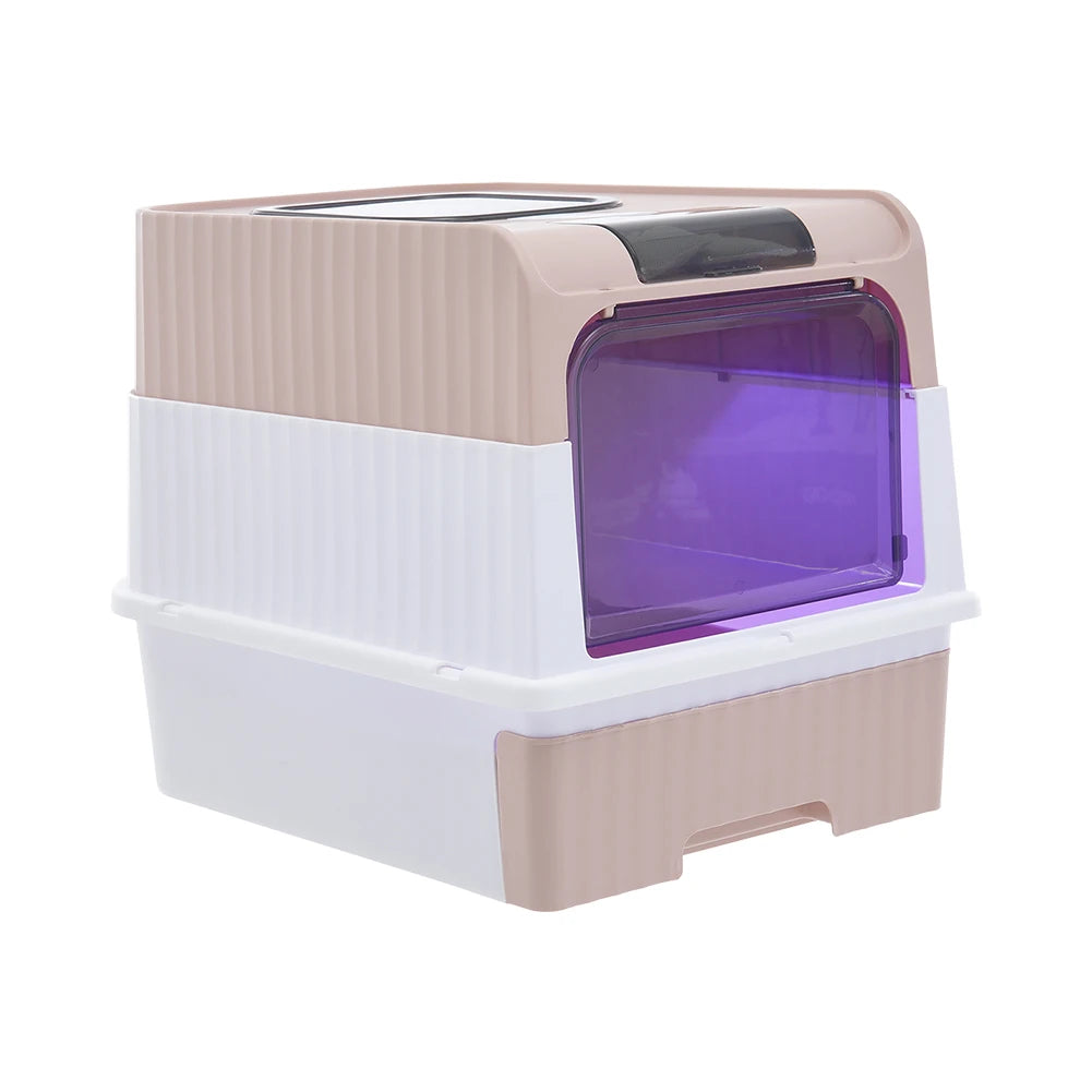 Fully Enclosed Cat Litter Box with UV Sterilization Short and Eye Catching Design for Easy Cleaning