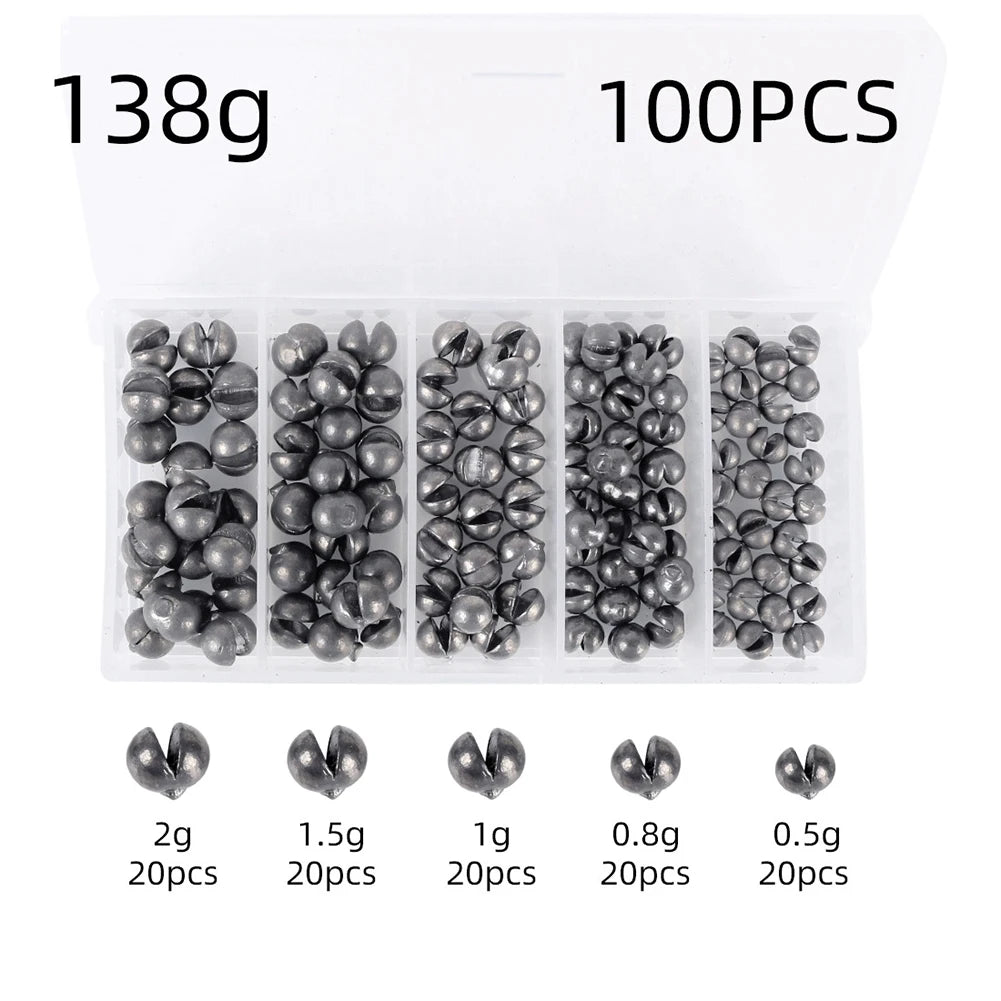 100PCS Fishing Weights Sinkers Fishing Float Weight Tackle Tool Round Split Shot Fishing Weights Lead Sinker Fishing Accessories-Ninja Market