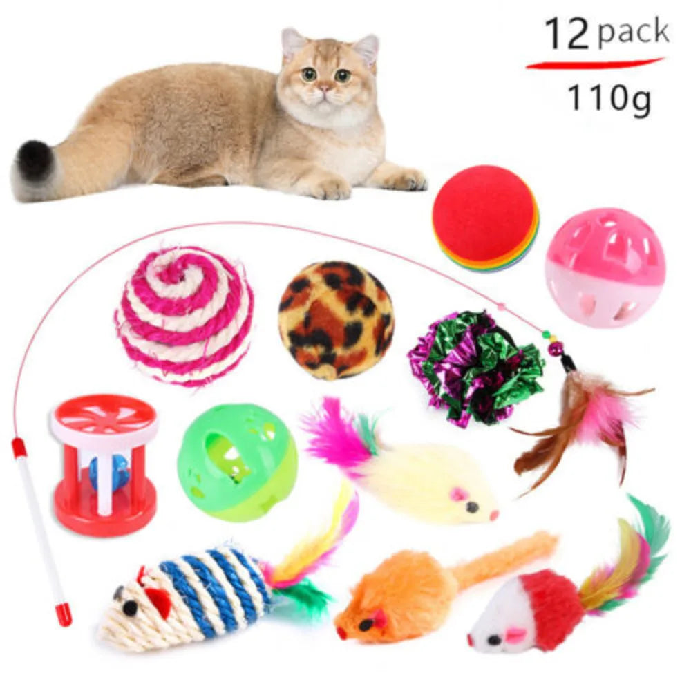 12-30 Pcs Pet Cat Bells Mouse Kitten Interactive Indoor Toys Bulk Ball Toy