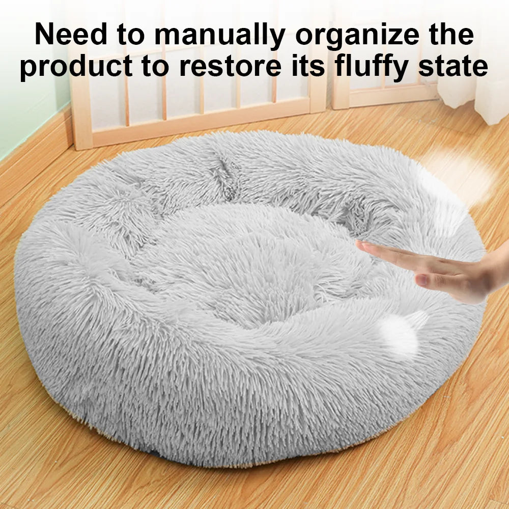 [UK Stock] S-XL Pet Cushion Pet Bed Plush Pet Nest Winter Cat Dog Nest Warm Detachable Washable Round Cat Bed Dog House