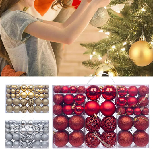 [UK STOCK]100pc Christmas Tree Balls Christmas ball Plastic Hollow matte Christmas Ball Ornaments Sets christmas tree decoration