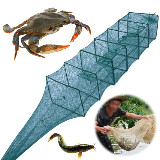 1.5M Crab Crayfish Lobster Catcher Foldable Shrimp Cage Fish Trap Net for Crab Crayfish Lobster Outdoor Fishing Gear-Ninja Market