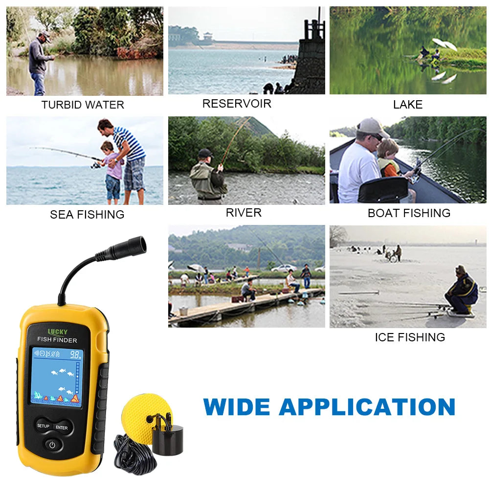 Portable Fish Finder Fish Detection Sonar Device for Amateur and Professional Fishermen 100M Lake Sea Fishing Tools 45 Degrees