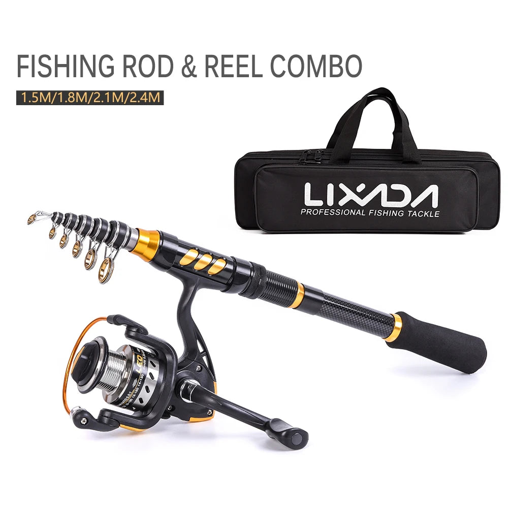 Lixada 1.8m Telescopic Fishing Rod and Reel Combo Full Kit Spinning Fishing Reel Gear Organizer Pole Set with 100M Fishing Line-Ninja Market