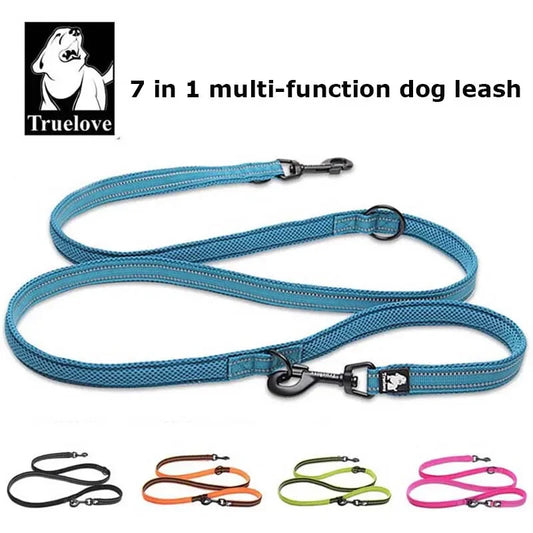 Truelove 7 In 1 Multi-Function Adjustable Dog Lead Hand Free Pet Training Leash Reflective Multi-Purpose Dog Leash Walk 2 Dogs-Ninja Market