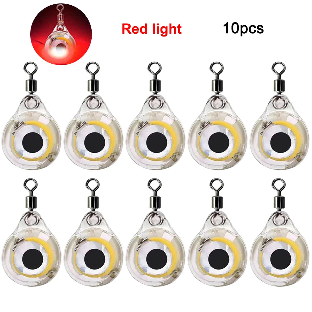 10Pcs Fishing Lure Light Mini Eye Shape Underwater Night Light Lure Battery Powered Luminous Fish Lure for Seawater Freshwater-Ninja Market