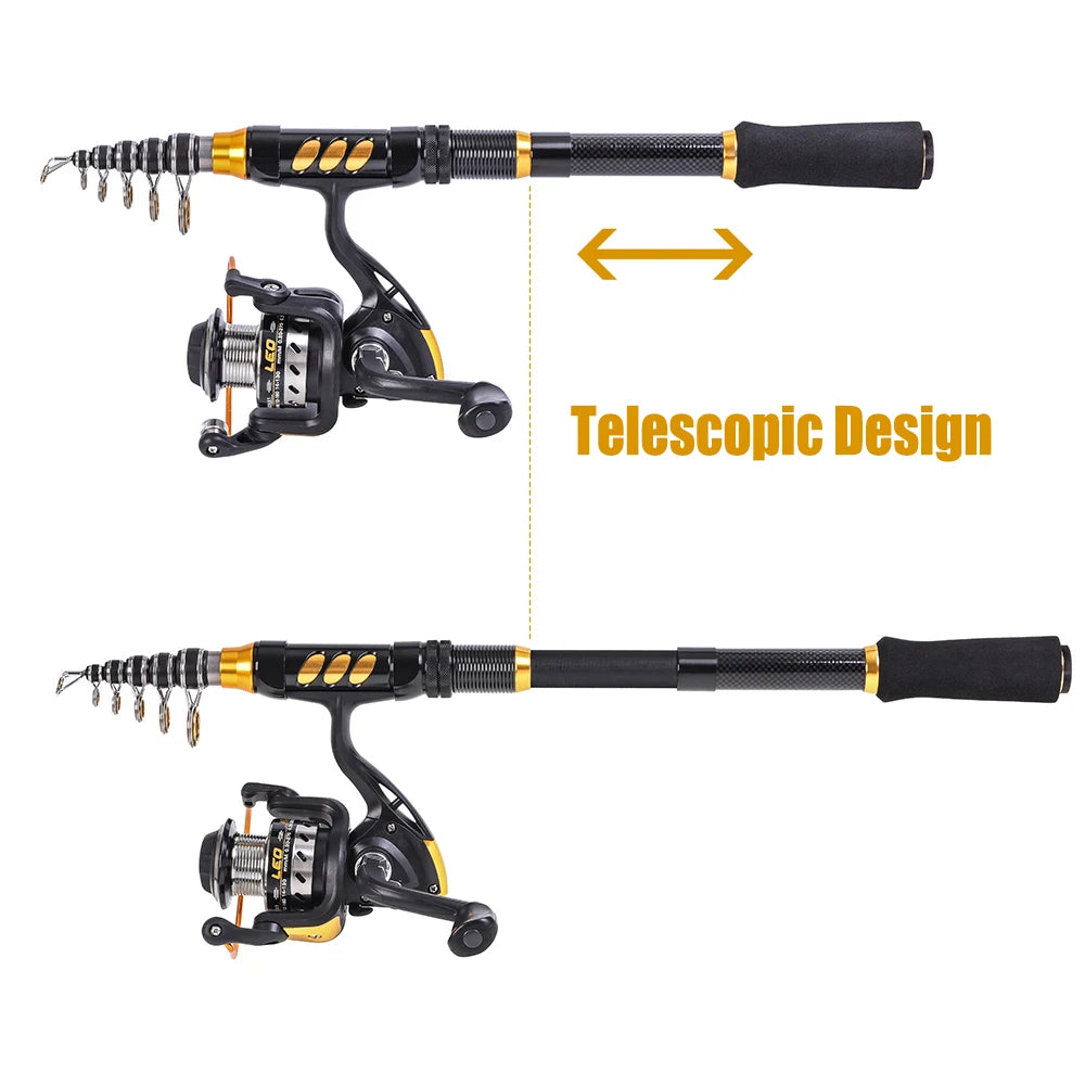 Lixada Telescopic Fishing Rod and Reel Combo Full Kit Spinning Fishing Reel Gear Organizer Pole Set with 100M Fishing Line Lures