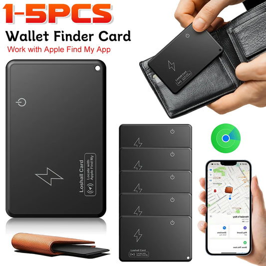 1-5PCS Wallet Tracker Card Work with Apple Find My App Thin Tracking Card Wireless Charging Wallet Finder Card Smart GPS Locator