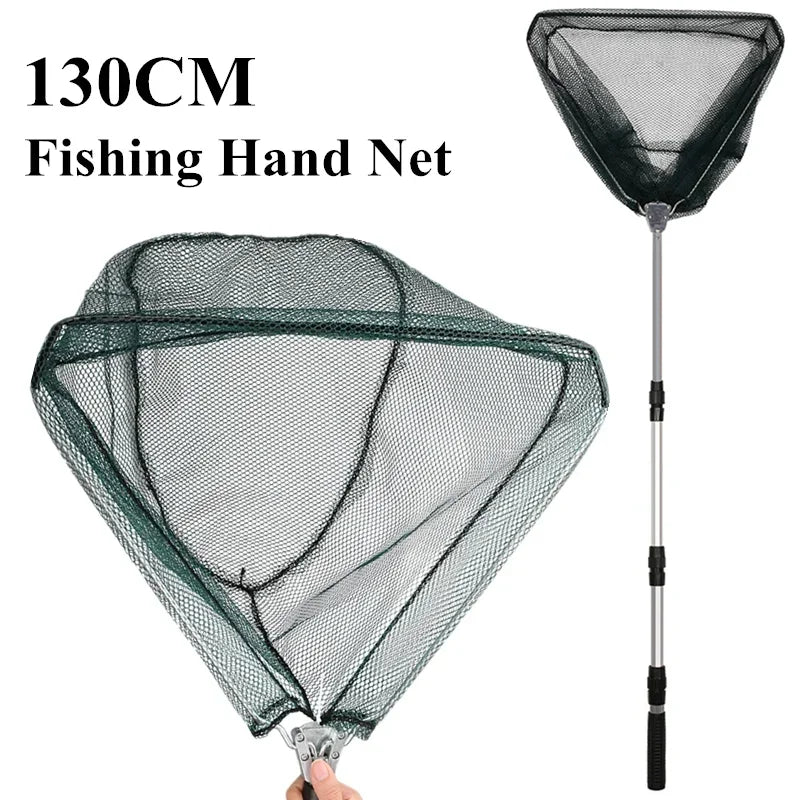 190cm 130cm 55cm Telescopic Landing Net Folding Fishing Pole Extending Fly Carp Course Sea Mesh Fishing Net For Fly Fishing-Ninja Market