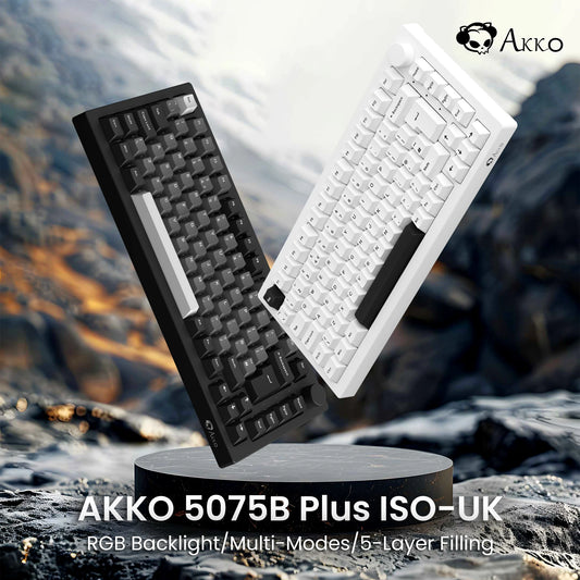 Akko 5075B Plus 75% ISO-UK QWERTY Layout Mechanical Gaming Keyboard  Hot Swap Side LED RGB Multi-Modes 2.4GHz /USB Type-C/BT 5.0-Ninja Market