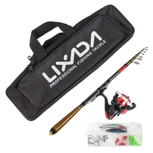 Lixada  2.4m Carbon Fiber Telescopic Fishing Rod  Reel Combo Full Kit Spinning Fishing Reel Fishing Lure Gear Organizer Pole Set-Ninja Market