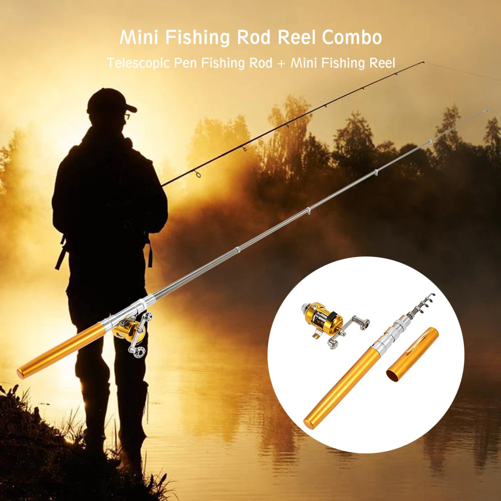 Fishing Rod Reel Combo Set Mini Telescopic Portable Pocket Pen Fishing Rod Pole Reel Fishing Line Soft Lures Baits Jig Hooks-Ninja Market