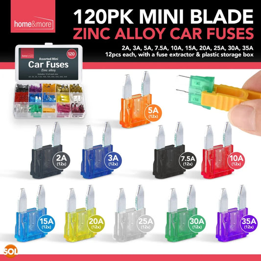 120 PCS Mini Car Fuses 2-35A Micro Bike Van Auto Fuse Mini Blade Set /Puller UK