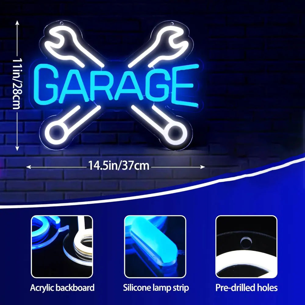 Auto Service Neon Signs Garage Neon Signs Wrench Shaped Led Neon Signs Car Room Repair Shop Workshop Games Room Birthday Gift