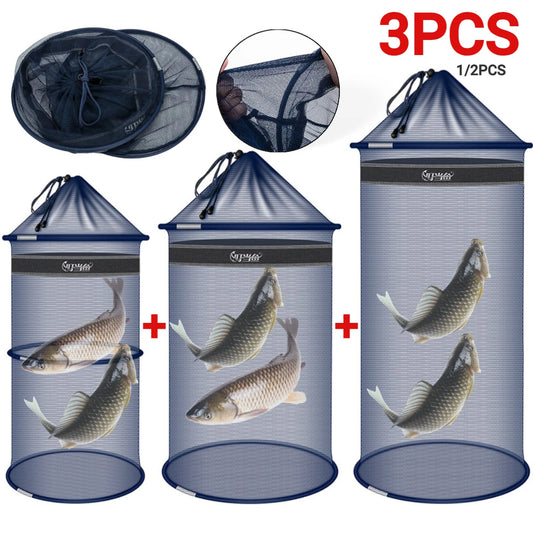 Anti-jump Net Beach Combing Crab Lobster Pocket Fish Shrimp Basket Portable Fishing Bucket Quick Dry Small Mesh Storage Bag-Ninja Market