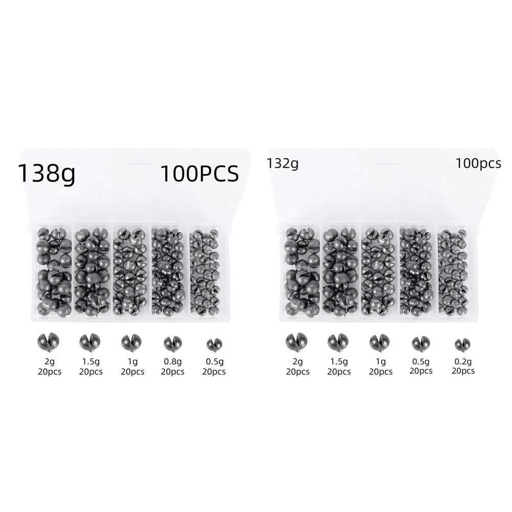 100PCS Fishing Weights Sinkers Fishing Float Weight Tackle Tool Round Split Shot Fishing Weights Lead Sinker Fishing Accessories-Ninja Market