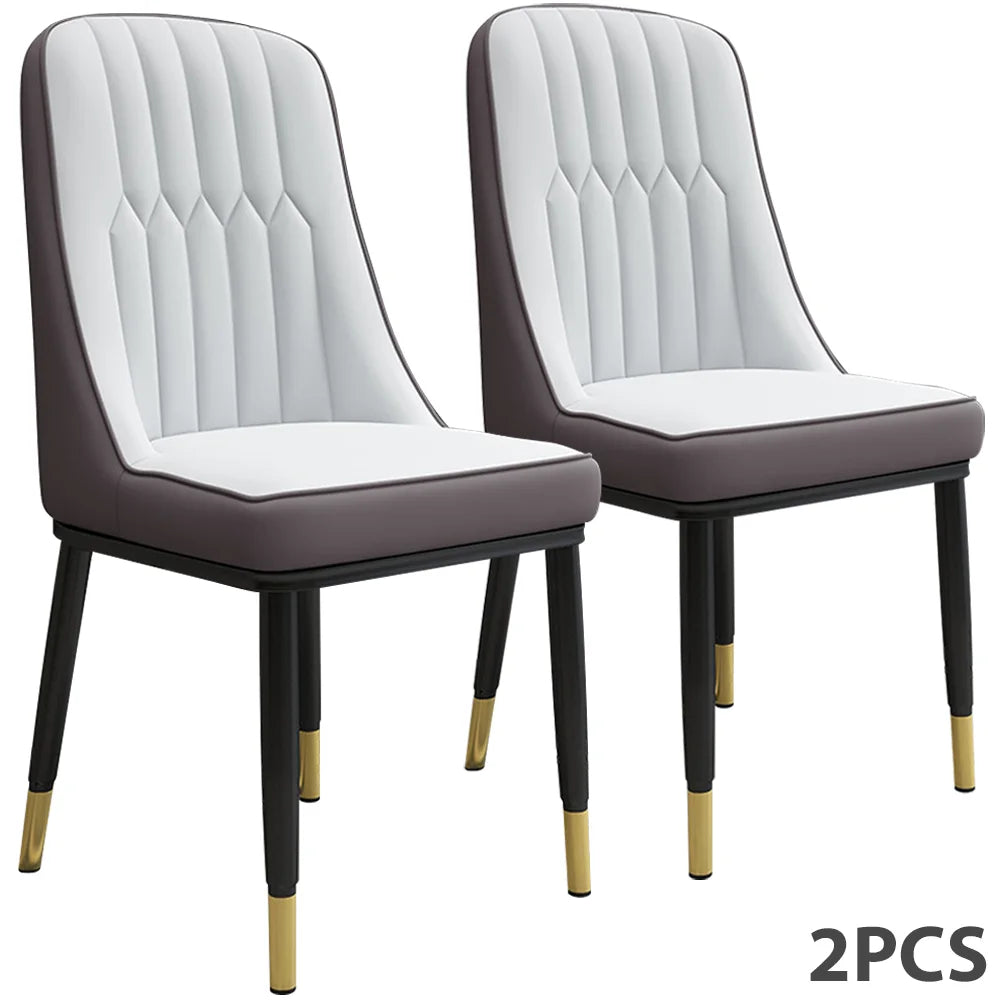 [UK Stock]2pc dining chair PU Padded Seat chair for Dining Room Bedroom Kitchen Chairs Metal Legs For Balcony Home Dining Chairs