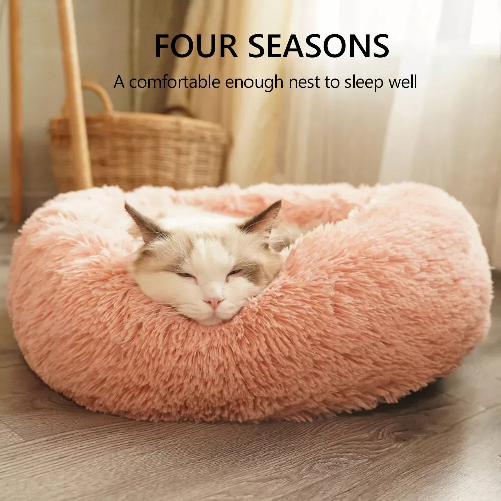 [UK Stock] S-XL Pet Cushion Pet Bed Plush Pet Nest Winter Cat Dog Nest Warm Detachable Washable Round Cat Bed Dog House