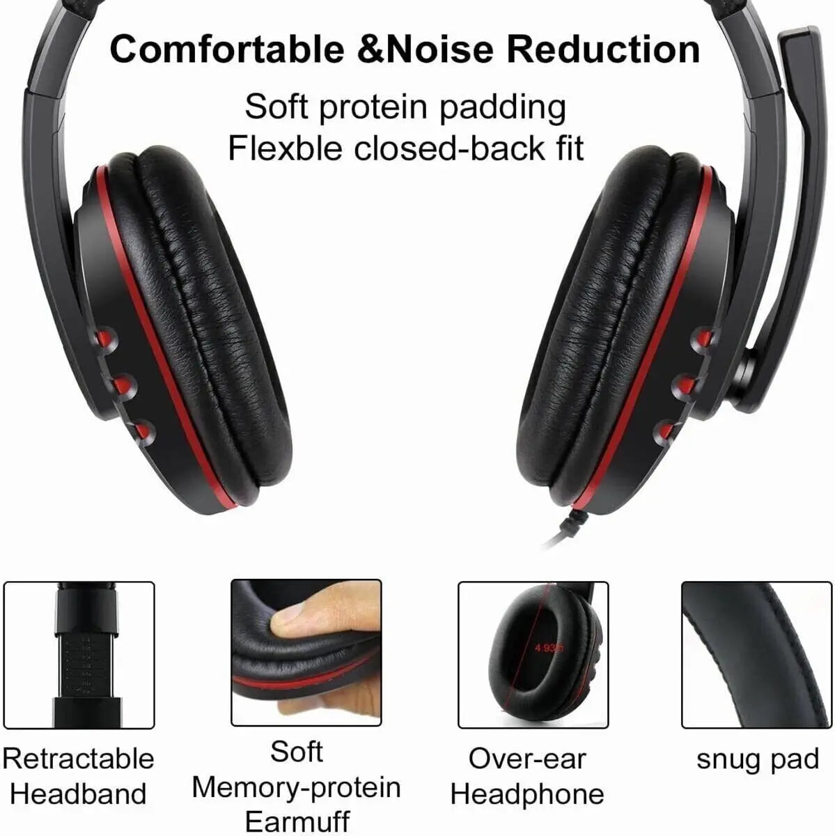 USB Gaming Headset With Microphone For PC Laptop PS4 Xbox One PS5 Headphones LED-Ninja Market