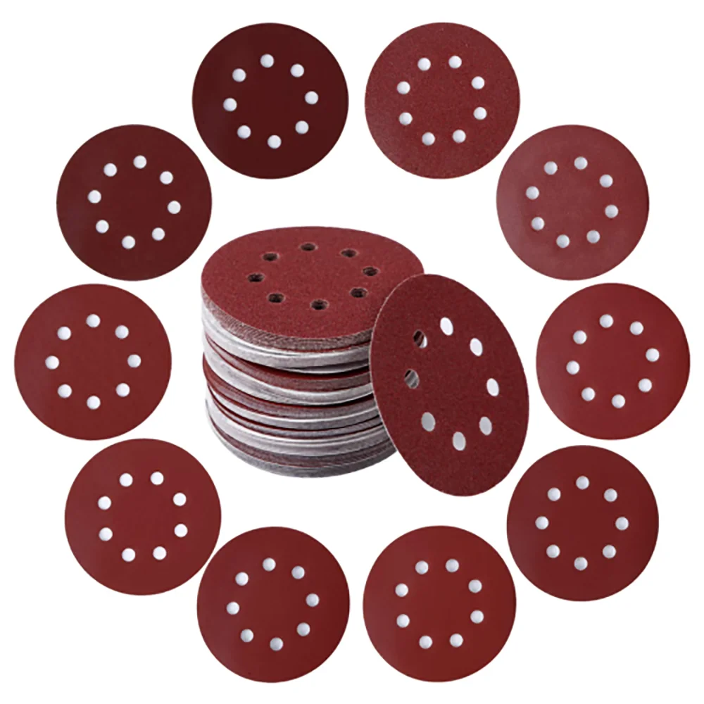 125mm - 5" 8 Hole Sanding Discs 40 60 80 120 240 Grit Orbital Sander Pad UK