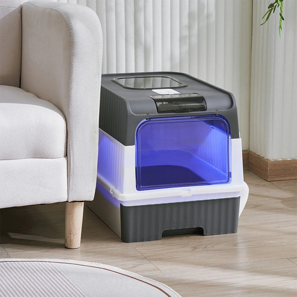 Fully Enclosed Cat Litter Box with UV Sterilization Short and Eye Catching Design for Easy Cleaning