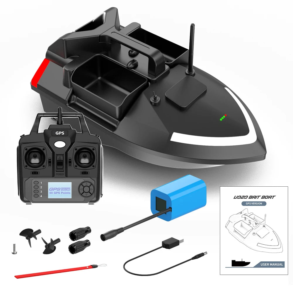 V020 GPS Fishing Bait Boat 500m Remote Control Bait Boat Dual Motor Fish Finder KG Loading Support Automatic Cruise/Return