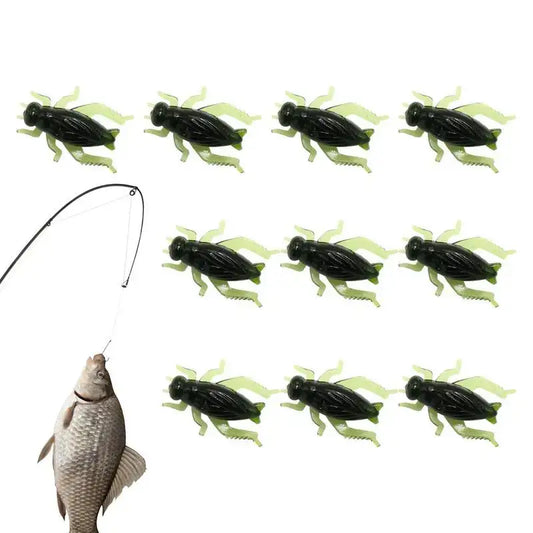 Artificial Fishing Bait 10pcs Fish Lures Fishing Bait Realistic Cricket Simulation Tear Resistance Float Bottom Drag Fishing-Ninja Market