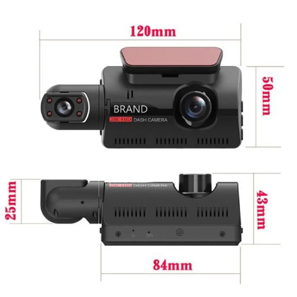 1080P Dual Lens Dash Cam | Wide-Angle Front & Rear Car Recorder with Night Vision, G-Sensor, and Parking Monitor | HD Inside & Outside Recording for Cars-Ninja Market