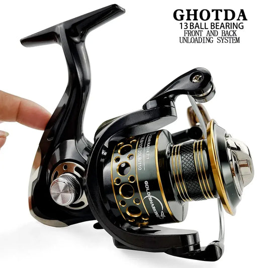 Fishing Spinning Reel Metal Spool 5.2:1/4.7:113BB Ball Bearings Carp Fishing Reel BK2000-7000 Metal Line Cup Sea Tackle-Ninja Market